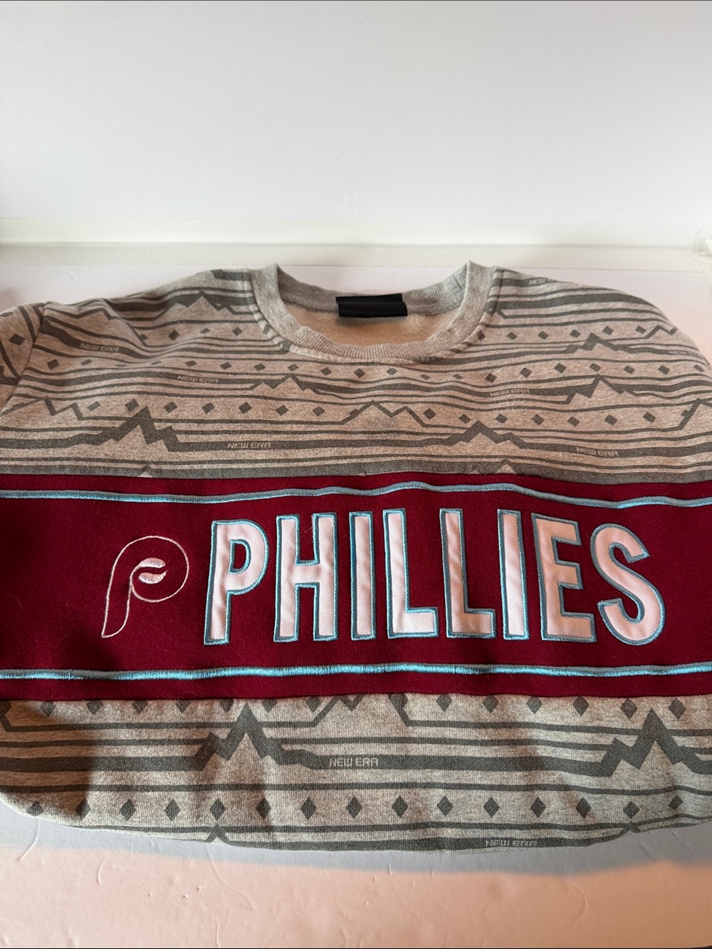 Mens Phillies Crewneck Sweater - Gray and Maroon